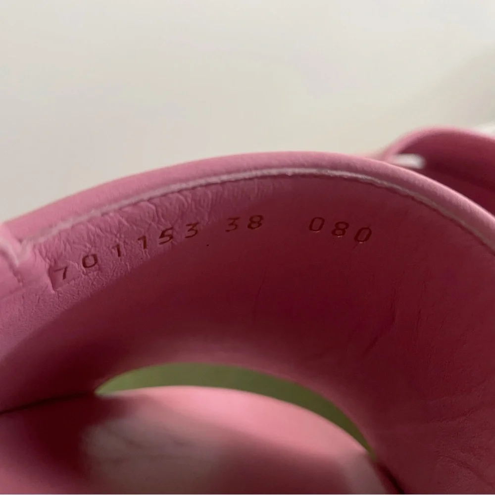 Gucci Angelina Pink GG Supreme Coated Canvas Slingback Platform Sandals 38 - Picture 9 of 16
